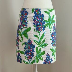Lilly Pulitzer Blue and Green Cotton Floral Pencil Skirt sz 6